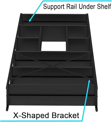 Miniatura 6 de LVB Estantería alta industrial, moderna estantería de madera de metal de 6 niveles, estantería grande de 6 estantes, estantes abiertos de