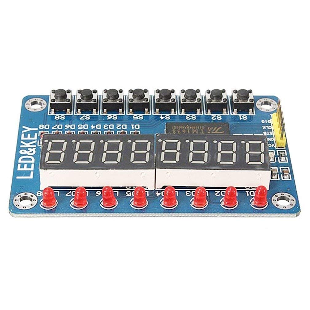 Hailege 2 szt. TM1638 8 bitów cyfrowy moduł wyświetlacza LED z 8 diodami LED 8 przyciskami do AVR Arduino ARM