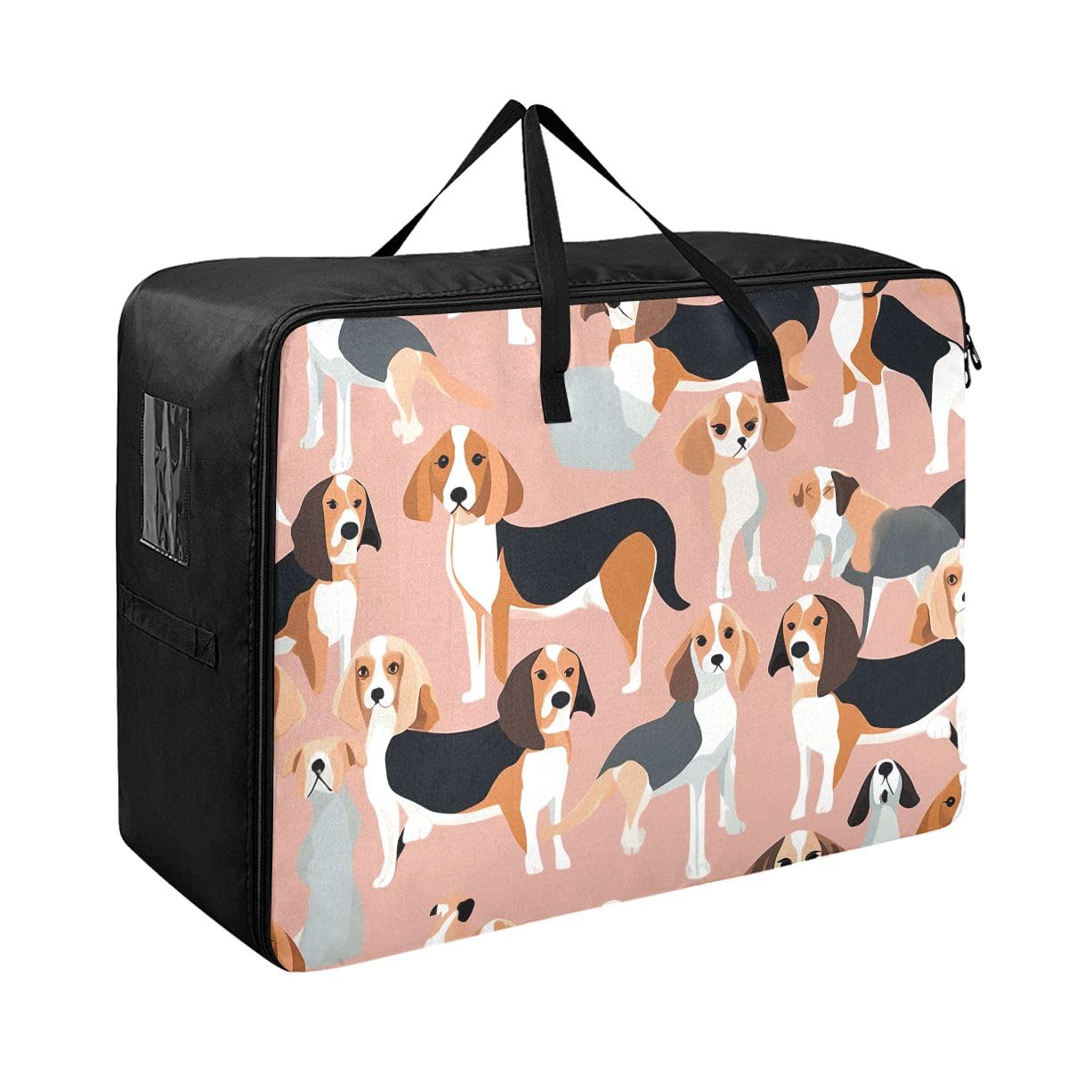 Dogs Pink Storage Bags, 27.5x19.7x11 In, Extra Large Storage Duffle Bag with Zippers and Handles Space Saving Packing Totes for Moving Supplies Storage