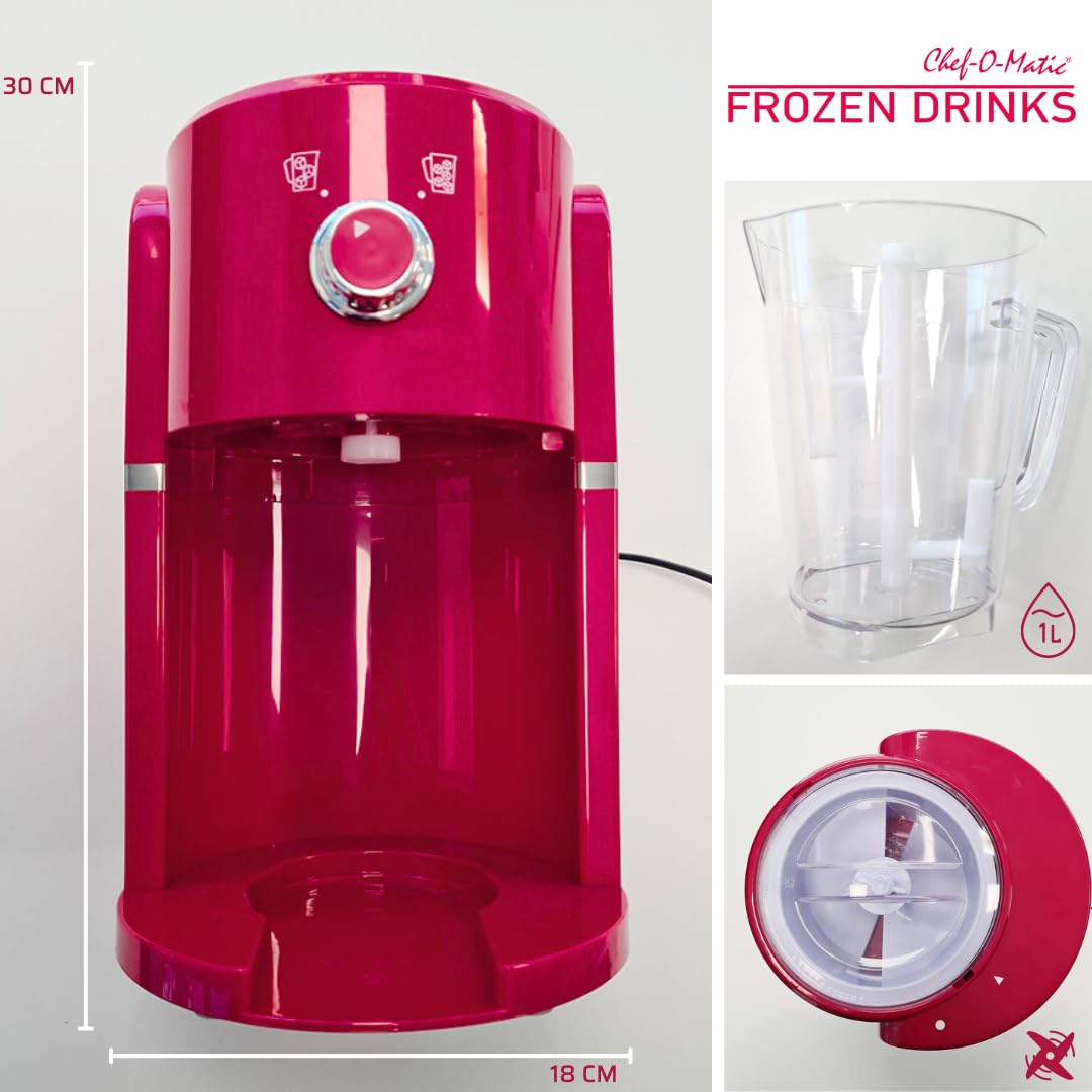Tritaghiaccio Elettrico Frozen Drinks, Lama in Acciaio Inox, Capacità 1.1L Granita, Cocktail, Bevande Fredde, Combinati, Yogurt Ghiacciato, 30W