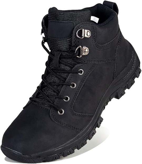 plain black walking boots