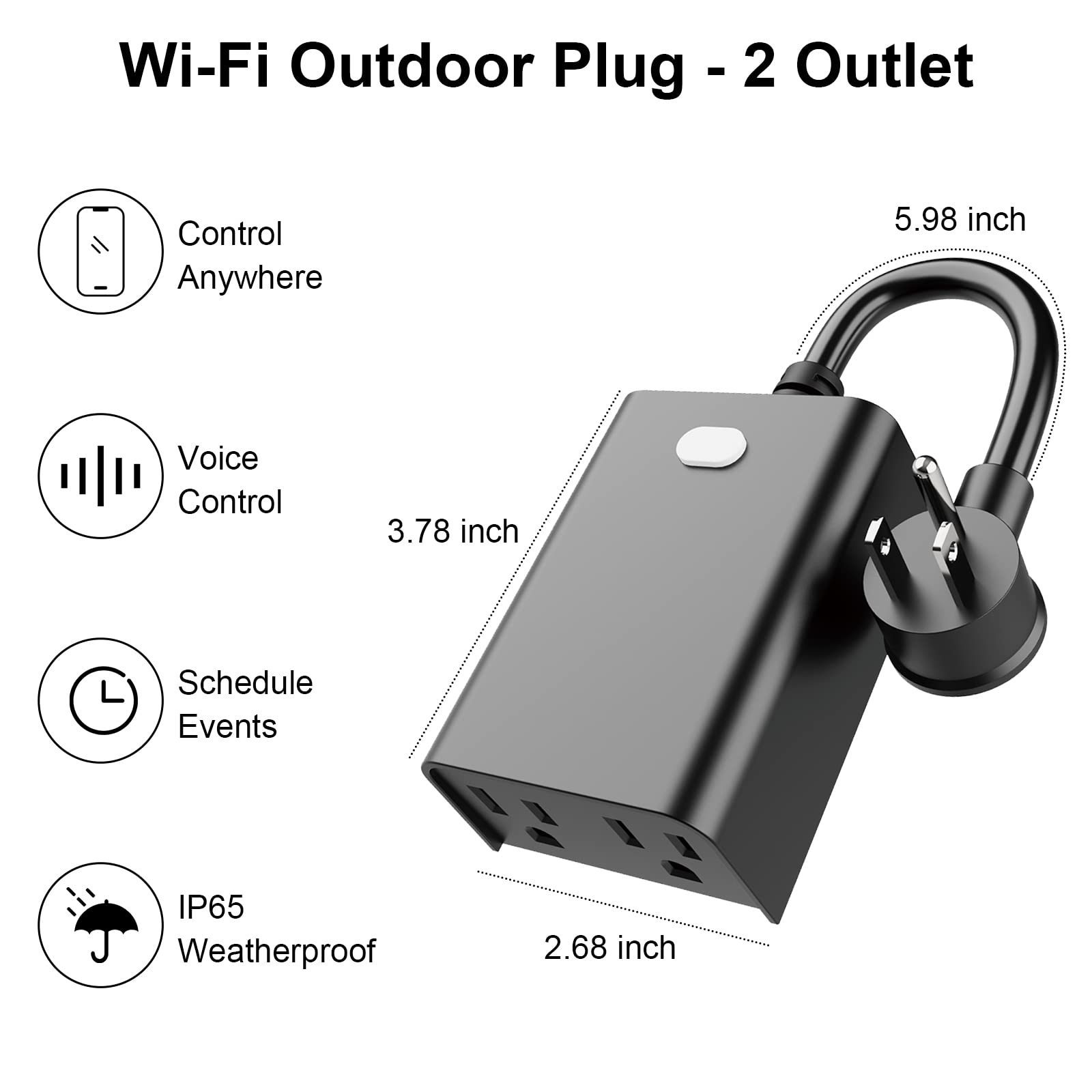 WiFi Outdoor Smart Plug Smart Plugs That Work with Google Home for Voice Control Wireless Remote APP Control — view 3