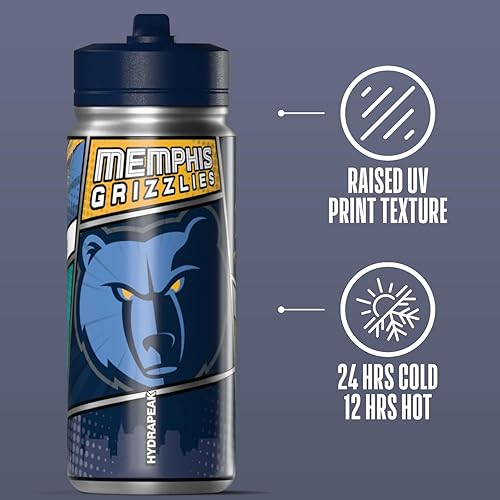 Miniatura 10 de Hydrapeak x NBA Los Angeles Lakers Botella de agua de 591 ml de acero inoxidable, botella deportiva con doble pared aislada con licencia oficial,