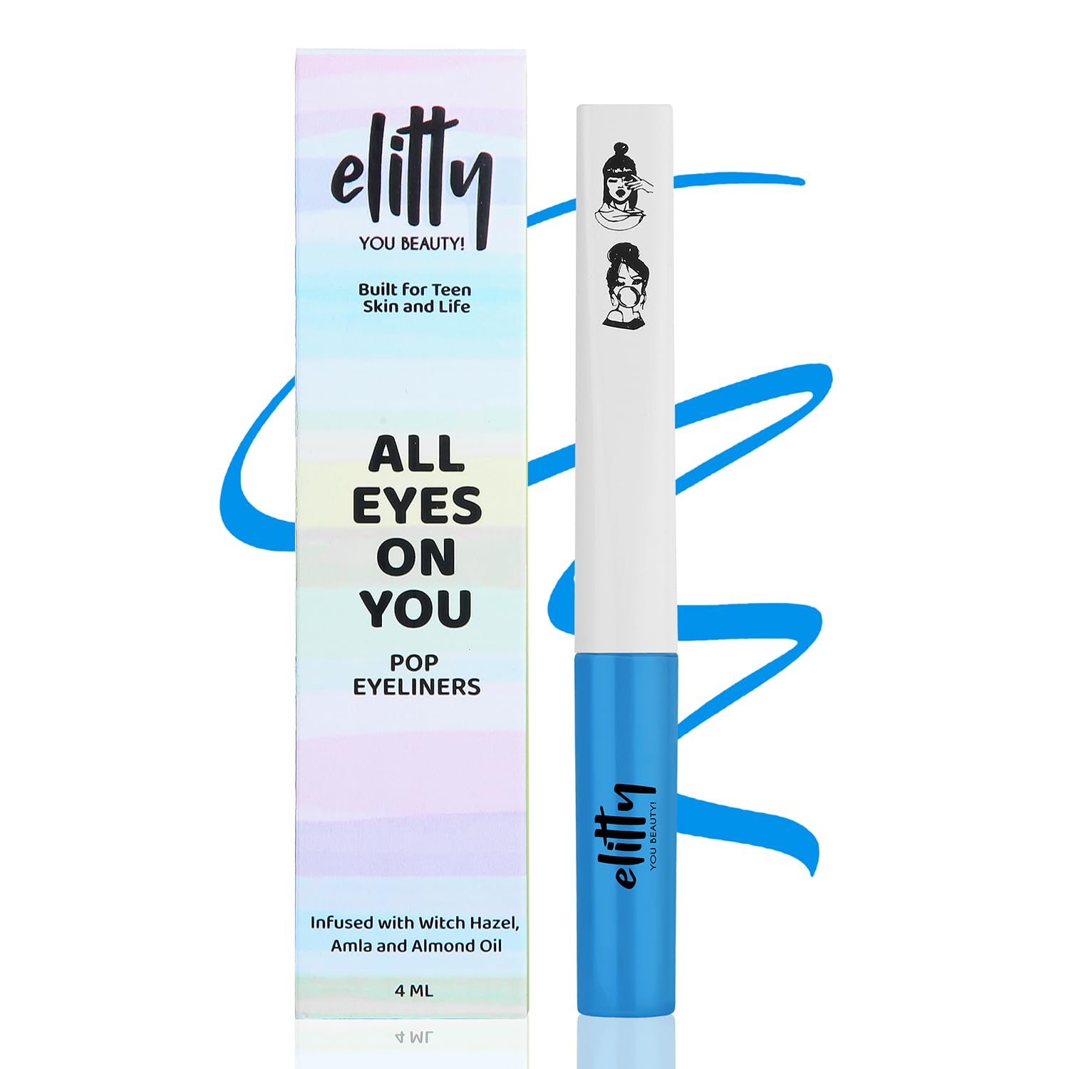 Elitty Waterproof Eyeliner - 4g Light Blue Colour With Intense Matte Finish | Smudge Proof, Long Lasting Liquid Liner For Eye Makeup |Quick Drying Formula With Fine Tip For Smooth, Precise Application