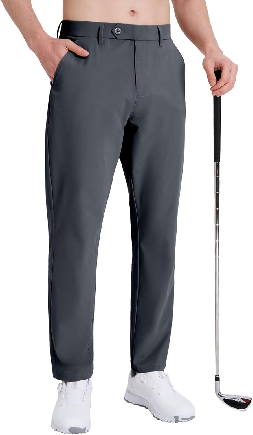 Mens Golf Pants Stretch Work Dress 30"/32" Water-Resistant Quick Dry Chinos Trousers with Pockets for Business Travel