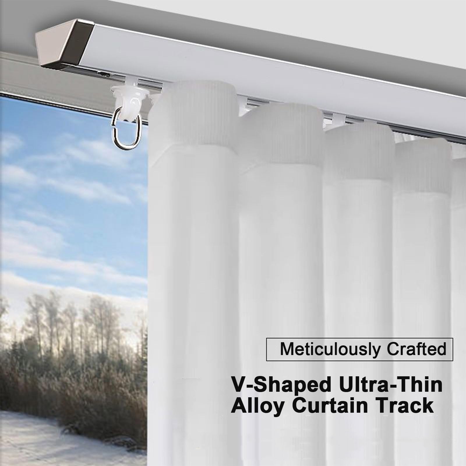 Rail de Rideau en Aluminium Robuste - 280 cm, pour Rideaux de séparation de pièce, de fenêtre et de Salle de Bain. Barre de Rideau Blanche Durable pour Une Installation Facile.