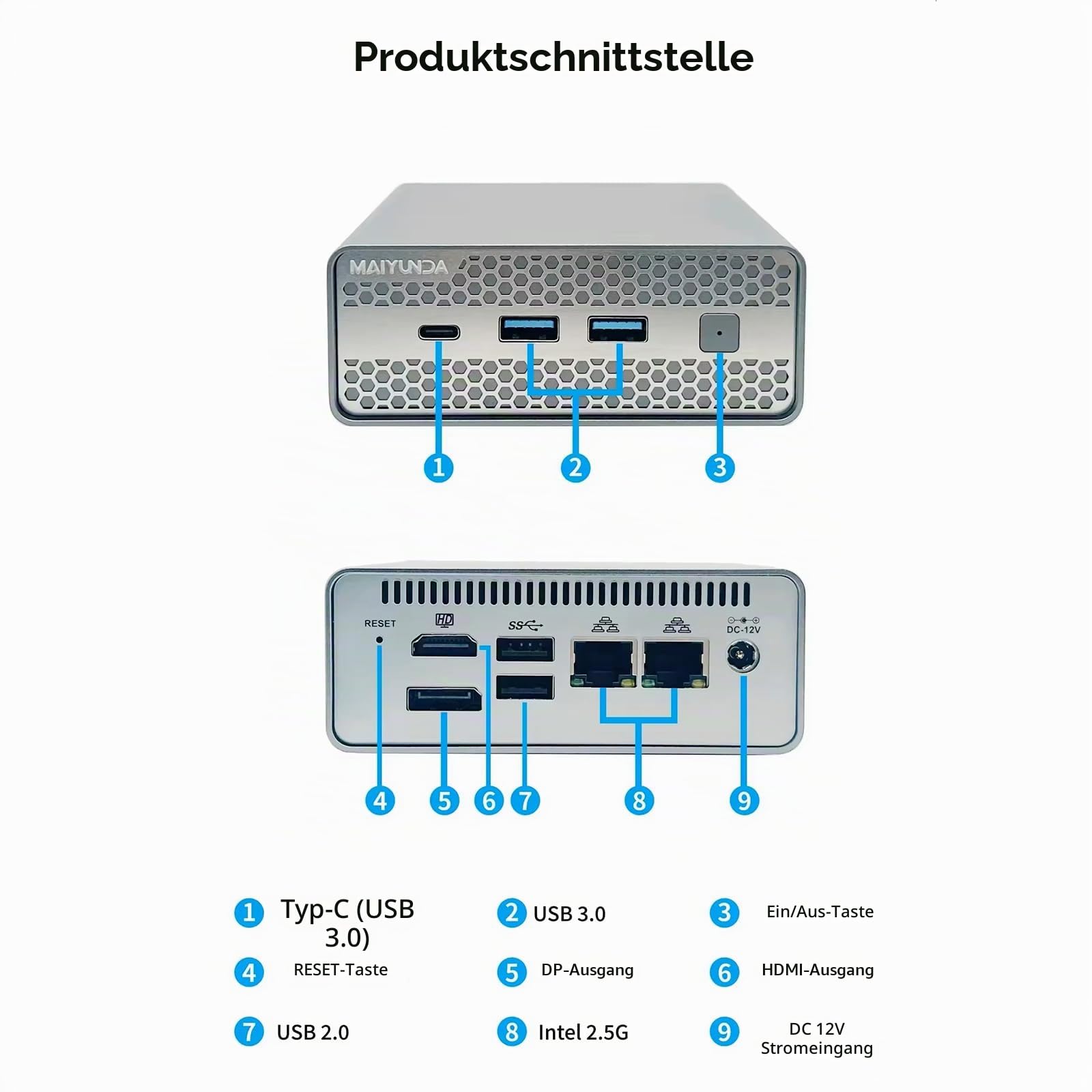 34TB NVMe SSD NAS, 4+1-Bay Network Attached Storage,M1S N150 Mini-PC | Desktop-NAS-Speicher, 2x i226-V 2,5G, 4x M.2 NVMe und DDR5, Home-Office-Dateiserver-Barebone (ohne RAM, ohne SSD)