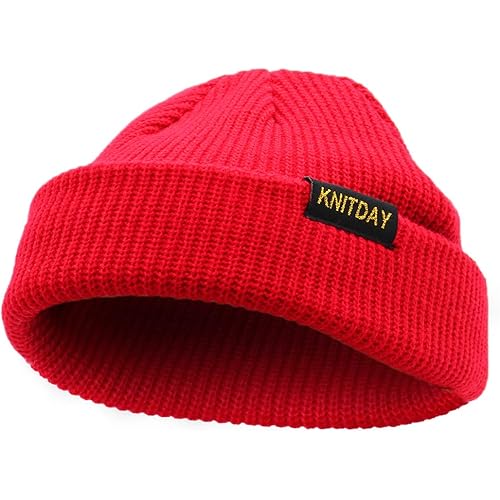 KNITDAY Fisherman Beanie Trawler Sailor Skullcap Knit Short Hat Unisex