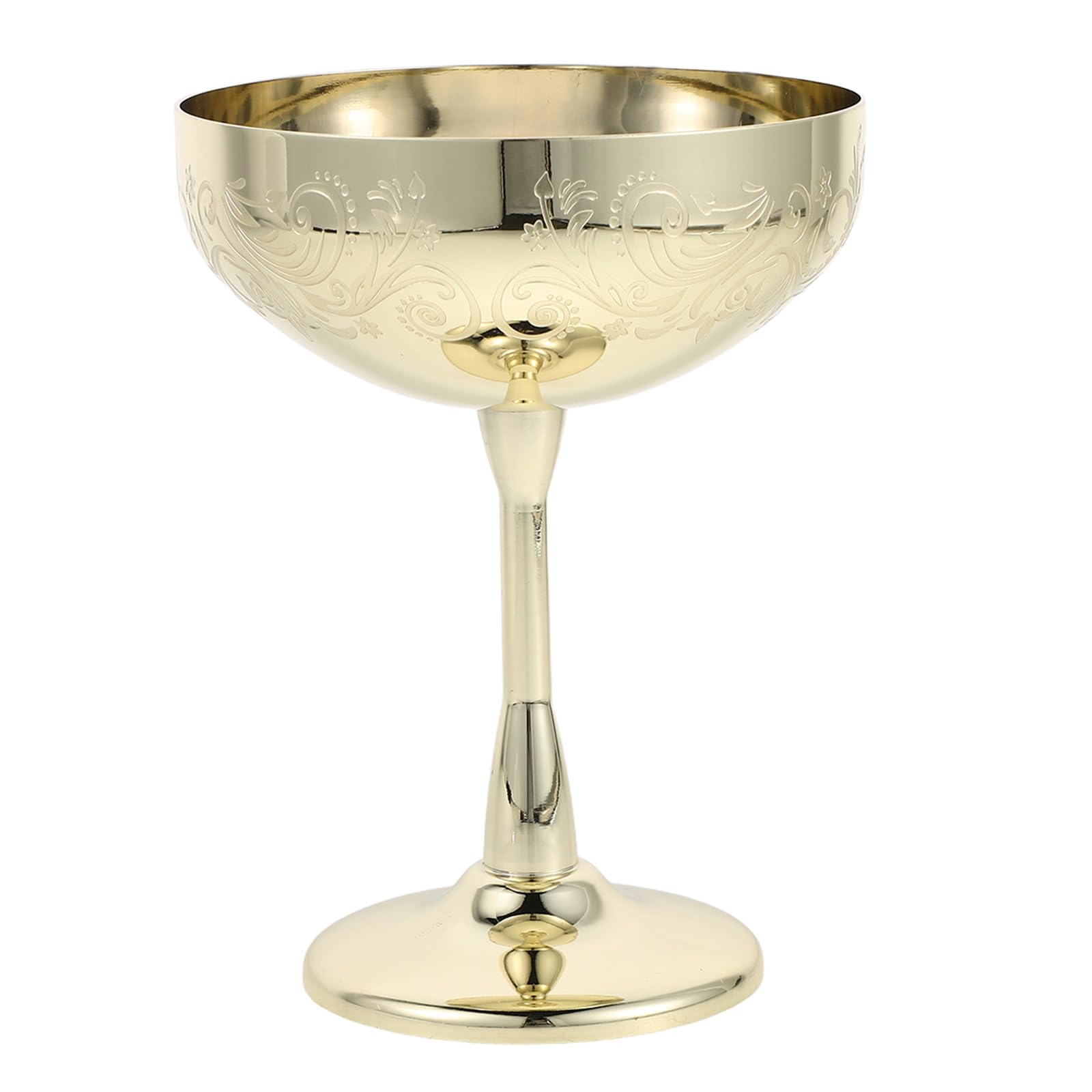 INOOMP Eisschale aus Edelstahl mit Fuß, Graviert, Gold, 1 Stück | Dessertbecher für Eis und Desserts, Isoliert gegen Wärme und Kälte, für Barpartys und Festtafeln