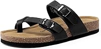 DREAMPAIRS Women's Cork Sandals with Arch Support, Suede Leather Insole Slides for All-Day Comfort