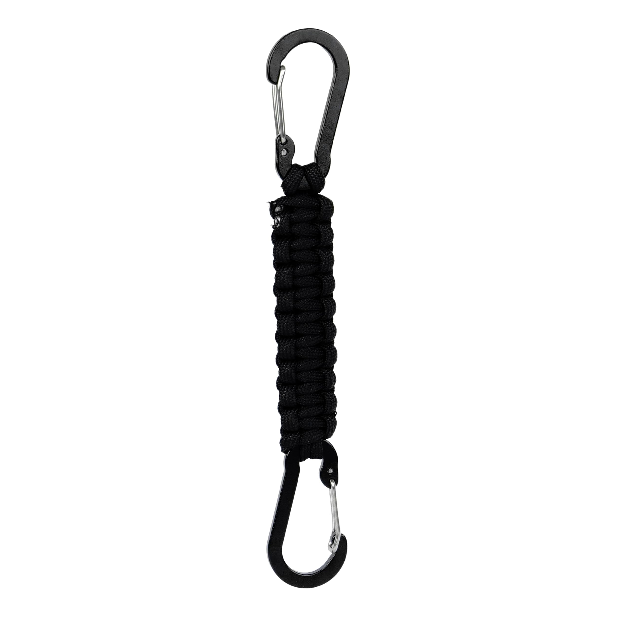 Paracord Carabiner Keychain – Heavy Duty Dual Clip EDC Key Holder for Travel, Camping, Hiking, Outdoor & Everyday Use (Black)-image-8
