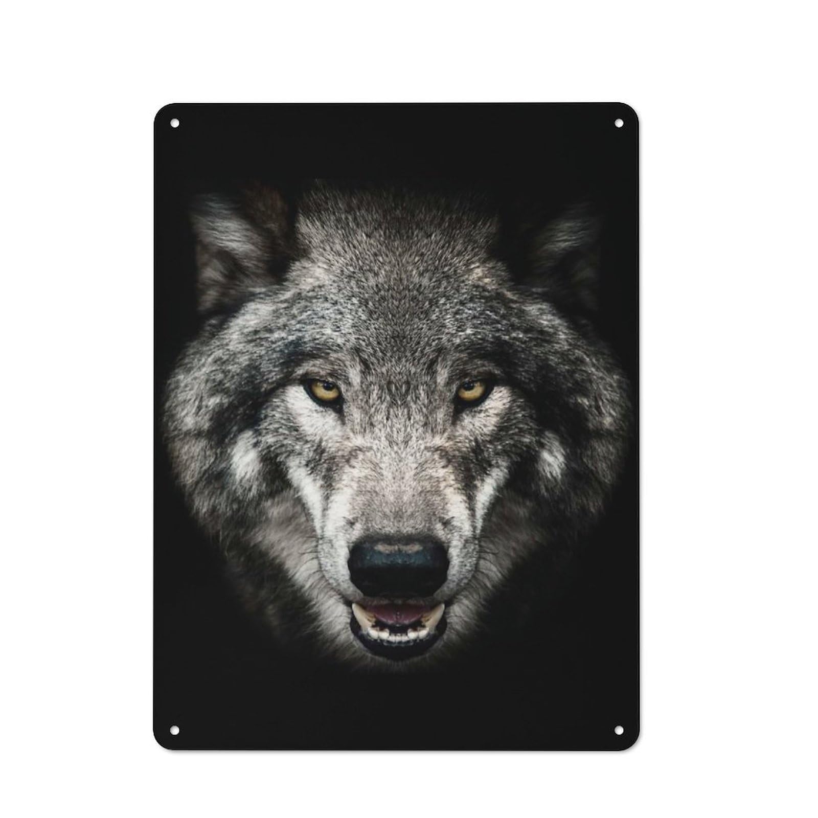 Junmoney Style-23 Wild Angry Wolf Head Rustic Metal Sign 40X30cm For Hobby Room Or Studio, Suited To Hobby Room Decor Fans