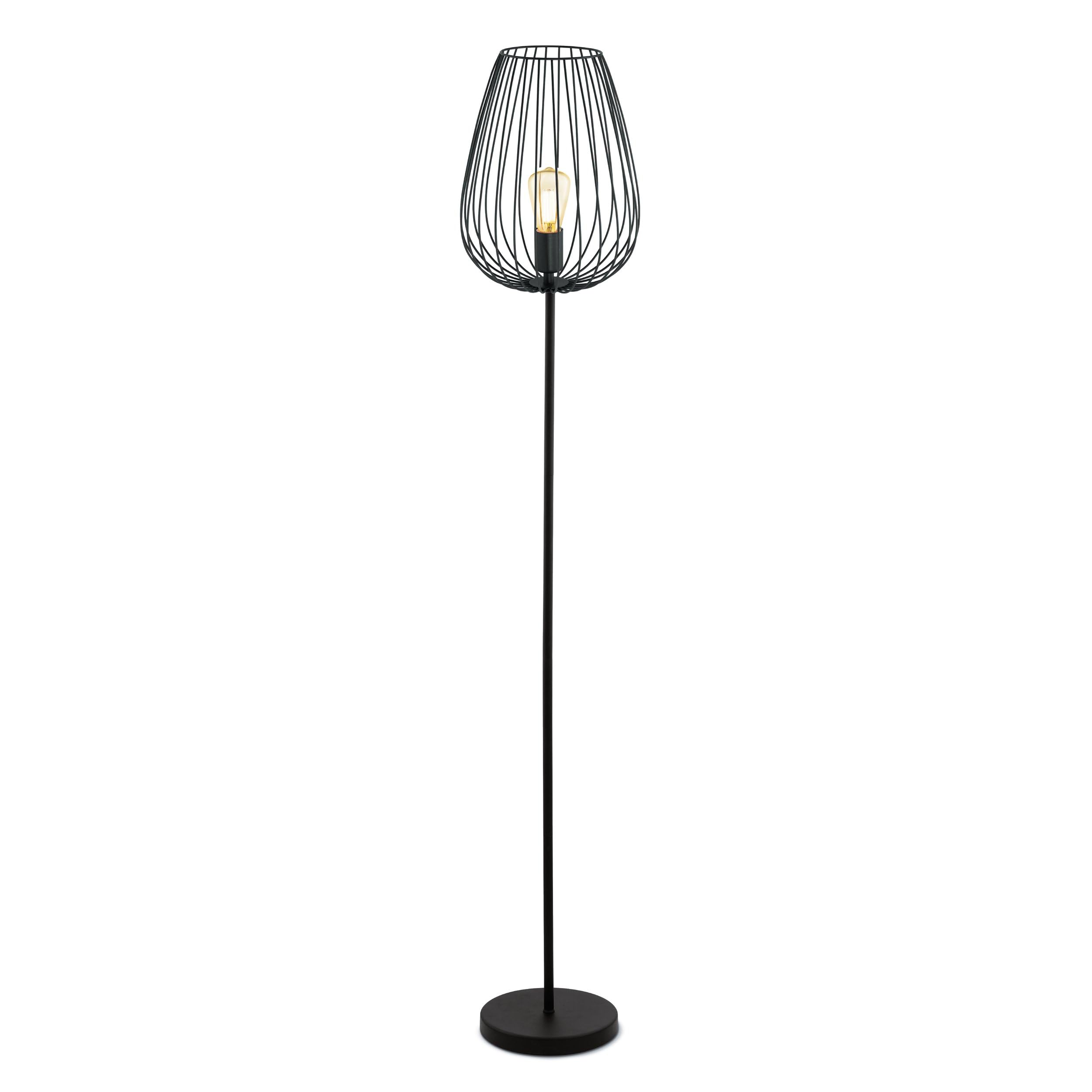 Eglo Lámpara de pie NEWTOWN, lámpara de pie vintage con 1 bombilla, lámpara de pie retro de acero, color negro, casquillo E27, incl interruptor de pie