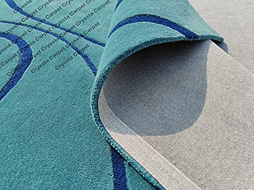 Image of Ocean Wave Modern Carpet for Living Room Bedroom and Hall Size (6 x 8) Feet Color Teal