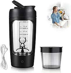Garrafa elétrica de shaker de proteína, sem BPA, garrafas de liquidificador, misturador portátil de vórtice recarregável de 650 ml, copo de agitação automática, caneca de mistura para café (Preto)