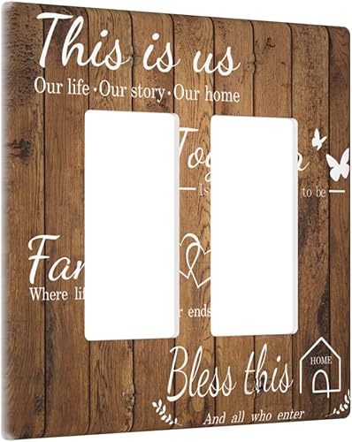 Miniatura 2 de Cubierta marrón para interruptor de luz para el hogar, 2 cuadrillas, doble basculante, placa decorativa de pared, placas de pared eléctricas para