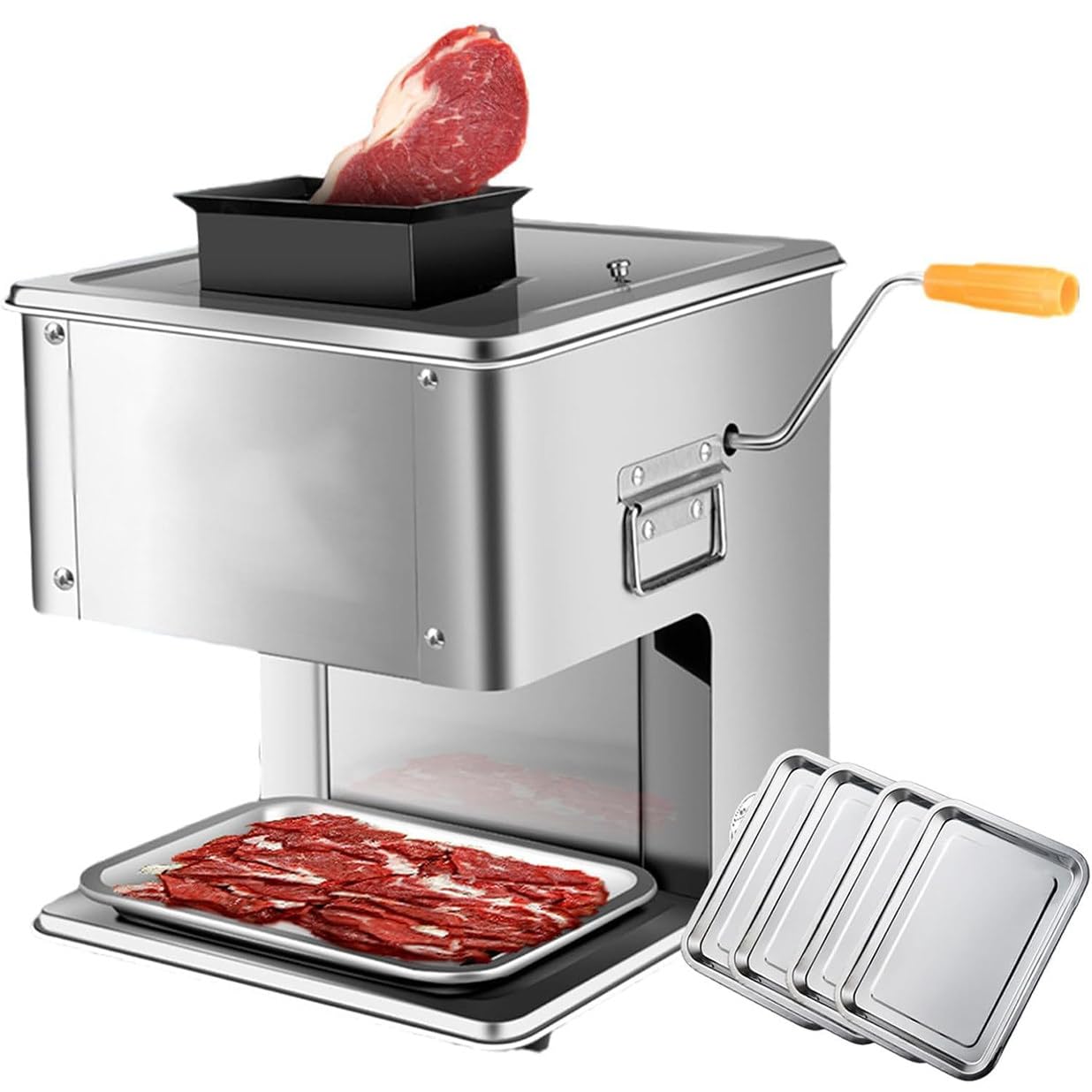 OLSKFUH Commercial Meat Slicer, 850W Electric Meat Cutter, Manual Deli Slicer For Boneless Pork, Chicken, Fish, Detachable Blade, 3.5Mm Thickness,15mm