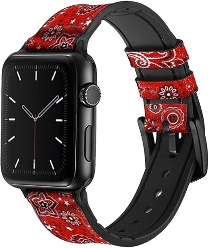 Amazon Red Classic Bandana 赤バンダナ レザーシリコンapple Watchバンド アップルウォッチ バンド サイズ 38mm 40mm スマートウォッチアクセサリ 通販
