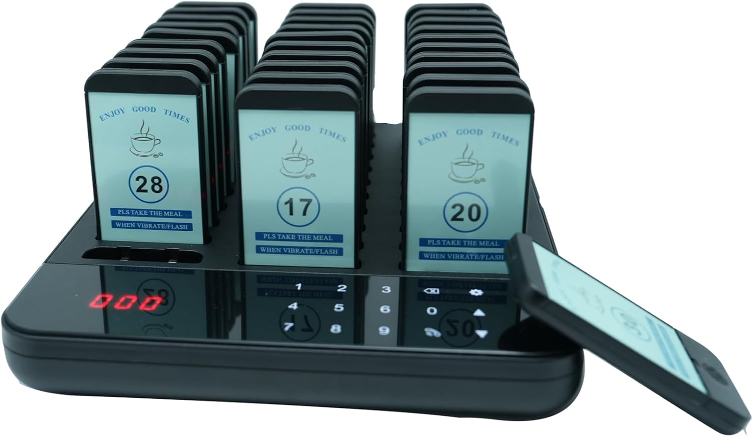 Restaurant Pager System Long Range, 3280ft,Pagers for Restaurants, Waterproof and Oilproof,Set Slow Fast Beep Speed, 30 Buzzers for Food Truck, Church, Hotel, Club