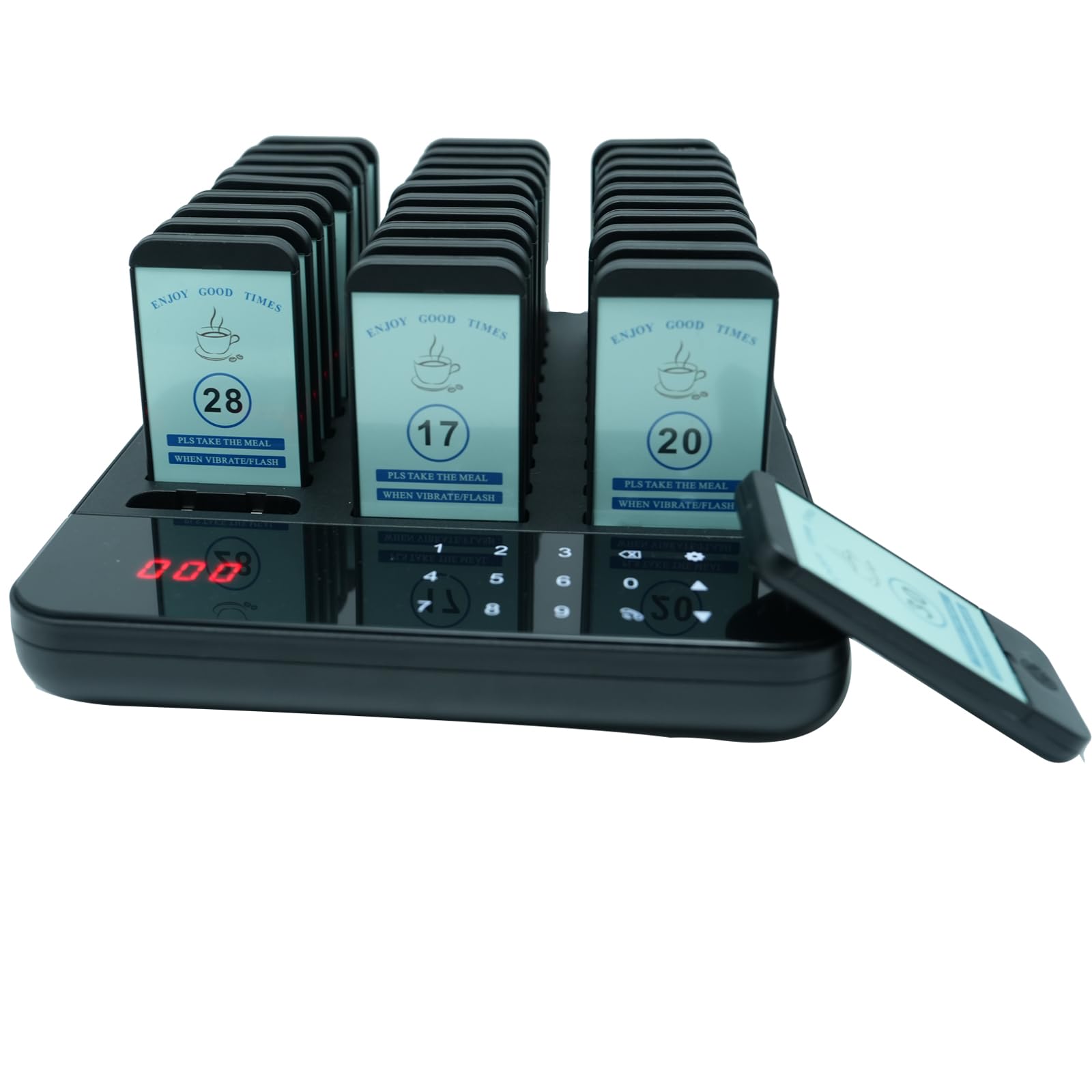 Restaurant Pager System Long Range, 1968ft,Pagers for Restaurants, Waterproof and Oilproof,Set Slow Fast Beep Speed, 30 Buzzers for Food Truck, Church, Hotel, Club