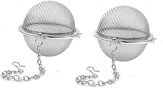SHFTI Stainless Steel Mesh Tea Ball Tea Strainers Tea Strainer Filters for Tea Stainless Steel Tea Balls Tea Strainers with Chain Hook (Pack of 2, Small)