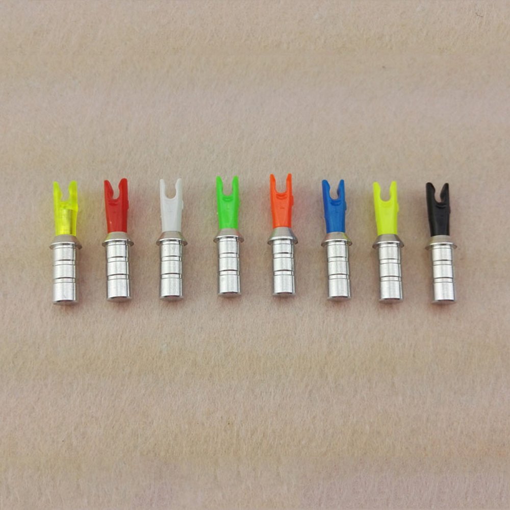 50pcs Tiro con L'Arco Cocche di Freccia con Chiodo di Protezioni in Alluminio Cocche Pin Connettore per Albero di Freccia ID 4.2mm 6.0mm 6.2mm