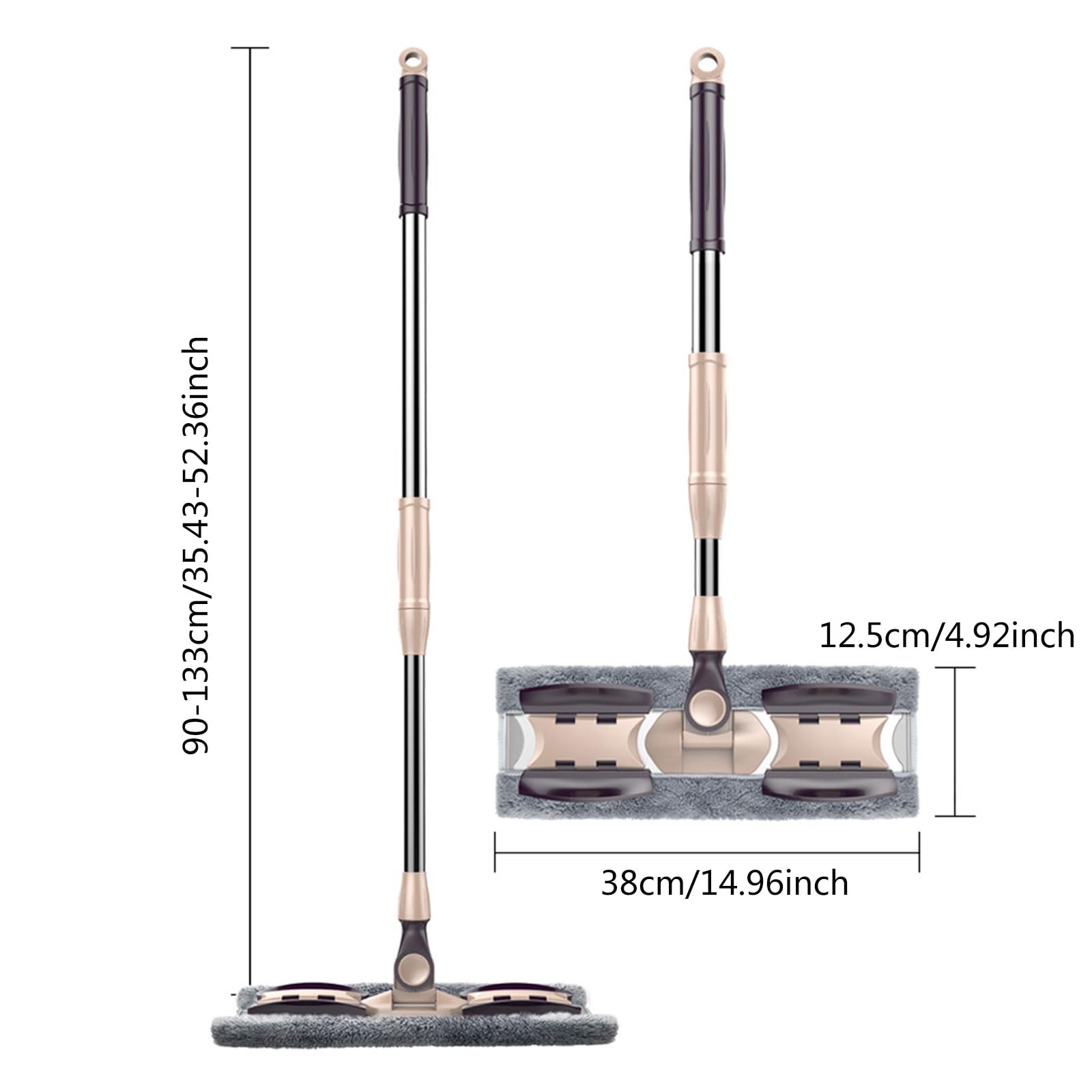 PANGBOER Mopa plana de aluminio ajustable para el hogar de 360 grados, almohadilla de microfibra para quitar el polvo, herramienta perezosa, mango de 133 cm