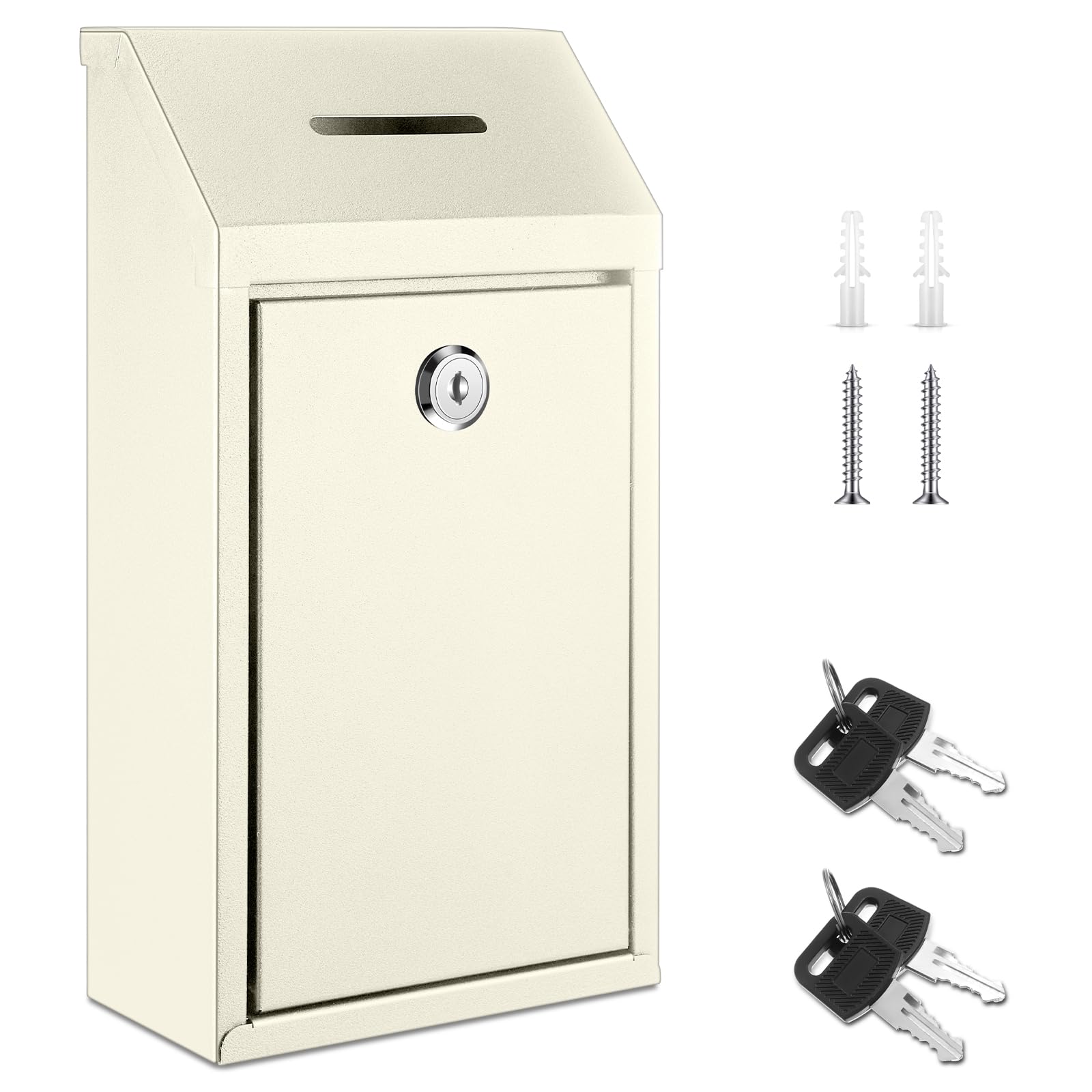 Yaocom Metal Money Box,Beige,10.24 x 5.71 x 2.95 Inch,No Lid
