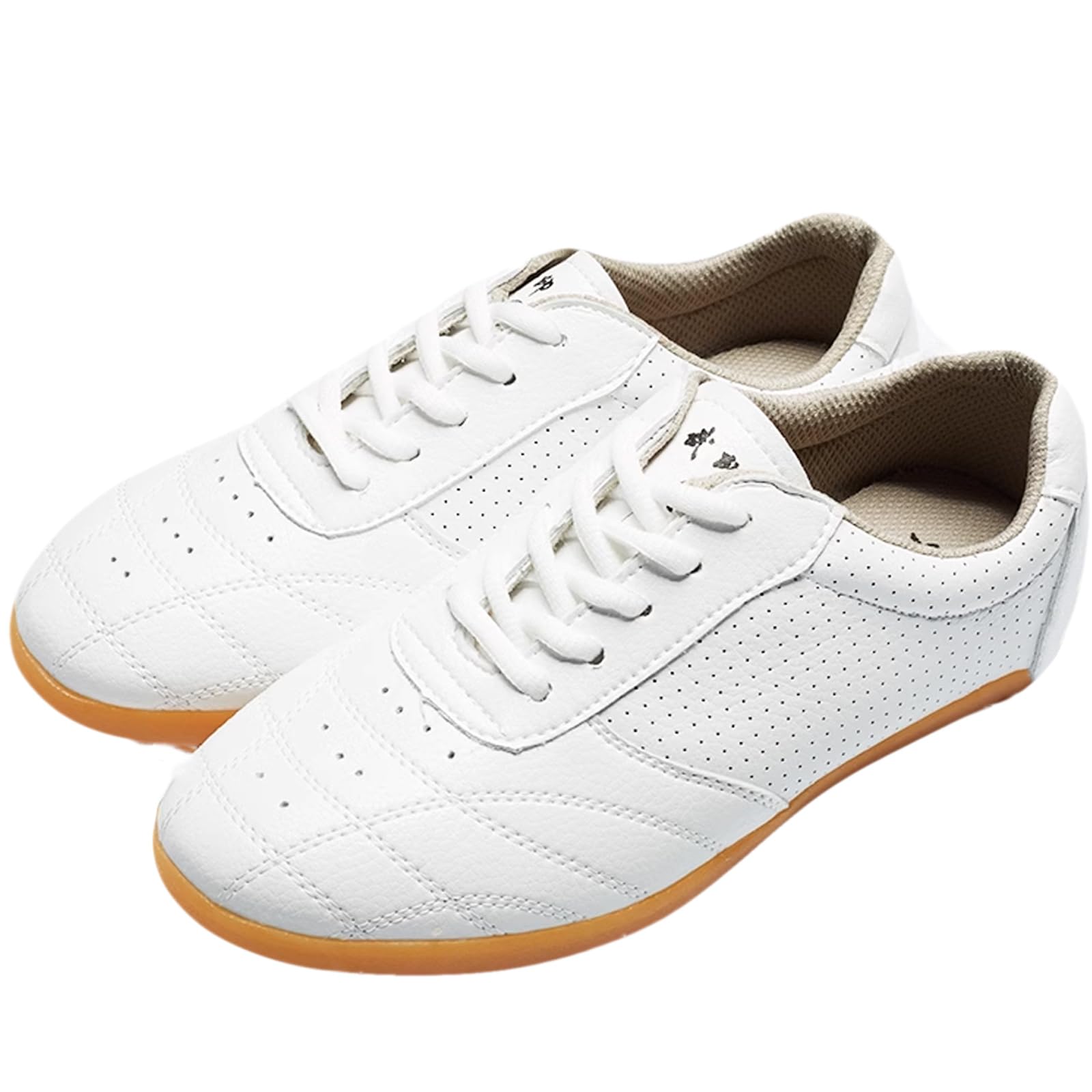 Chaussures de Cuirs Tai-chi pour Femme,Chaussures de Sports de Arts Martiaux pour Homme, Chaussures D'entraînement Taekwondo de Boxe Karaté Chaussures de Shao lin Qi Gong Wing C(Size:39EU,Color:blanc)