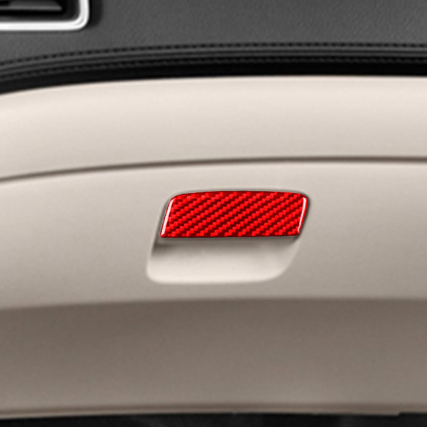 Real Premium 3K Carbon Fiber Decals Dashboard Co-Pilot Passenger Storage Box Handle Sticker Trim Cover Compatible with Honda Civic 9 Coupe Sedan 2013 2014 2015 Car Interior Accessories Red