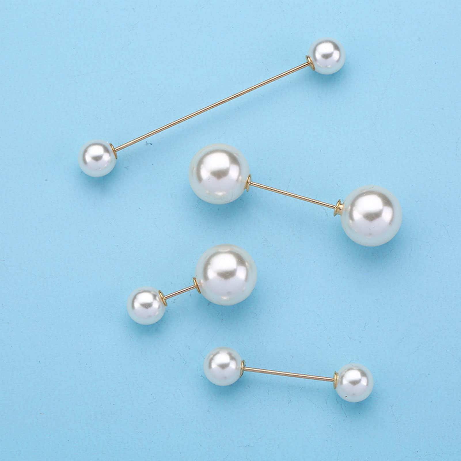 YZHYYZHY 4 Pieces White Black Sweater Shawl Clip Double Faux Pearl Brooches Safety Pins For Women Elegant Double Artificial Pearl Safety Pins,ladies,girls,ladies,party Clothes,decorative Gifts