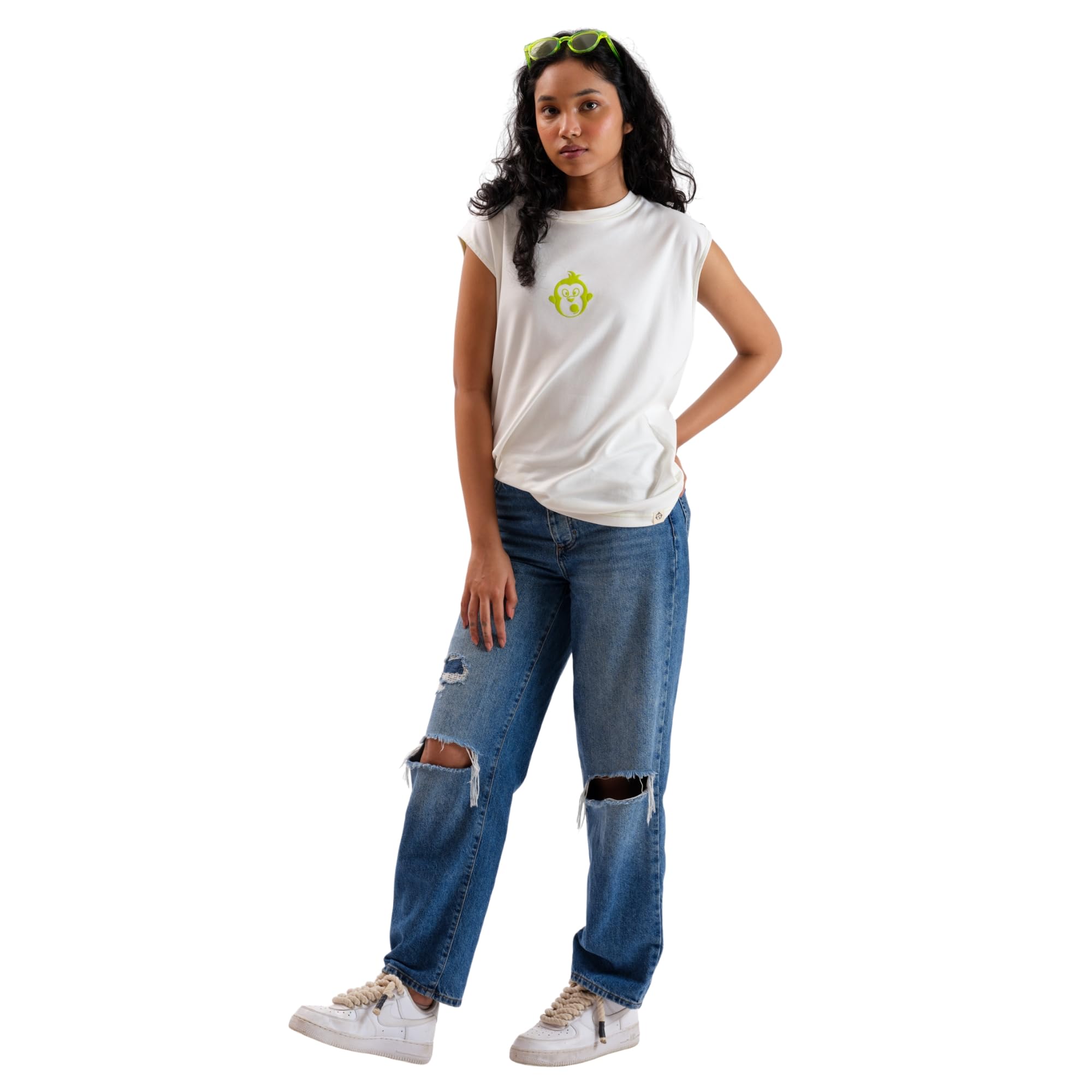 MALLE | Gorilla Grip Sleeveless Tank Top | White | S