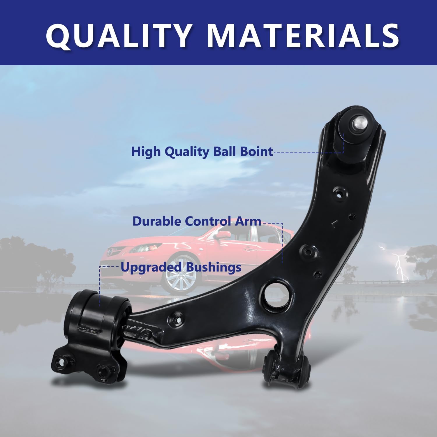 Control Arm, Front Lower Control Arm With Ball Joint Front & Rear Sway Bar Link Tie Rod Boots Suspension Kit Replacement For 2004-2009 Mazda 3, 2006-2014 Mazda 5