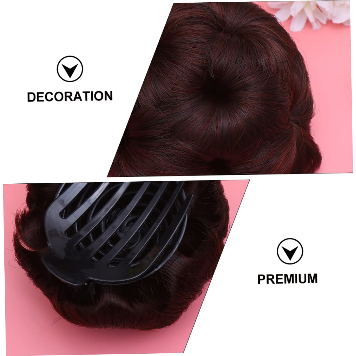 MERRYHAPY 2pcs Flower Hair Claws for Women Durable Chignon Ponytail Extensions with Floral Design Easy to Attach Clips for Prom Weddings and Daily Wear Deep Brown