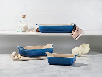 Le Creuset Stoneware Set Of 3 Heritage Rectangular Dishes, Oyster