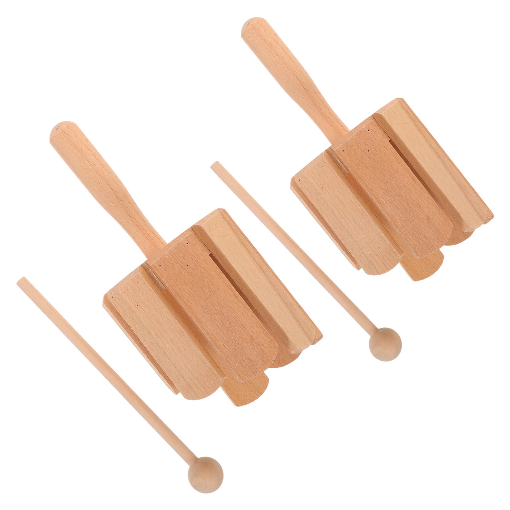 ORFOFE 2 Piezas Instrumentos Orff de Madera Maciza Tonos con Baqueta Juguetes Musicales Montessori para Bebés y Educación Temprana