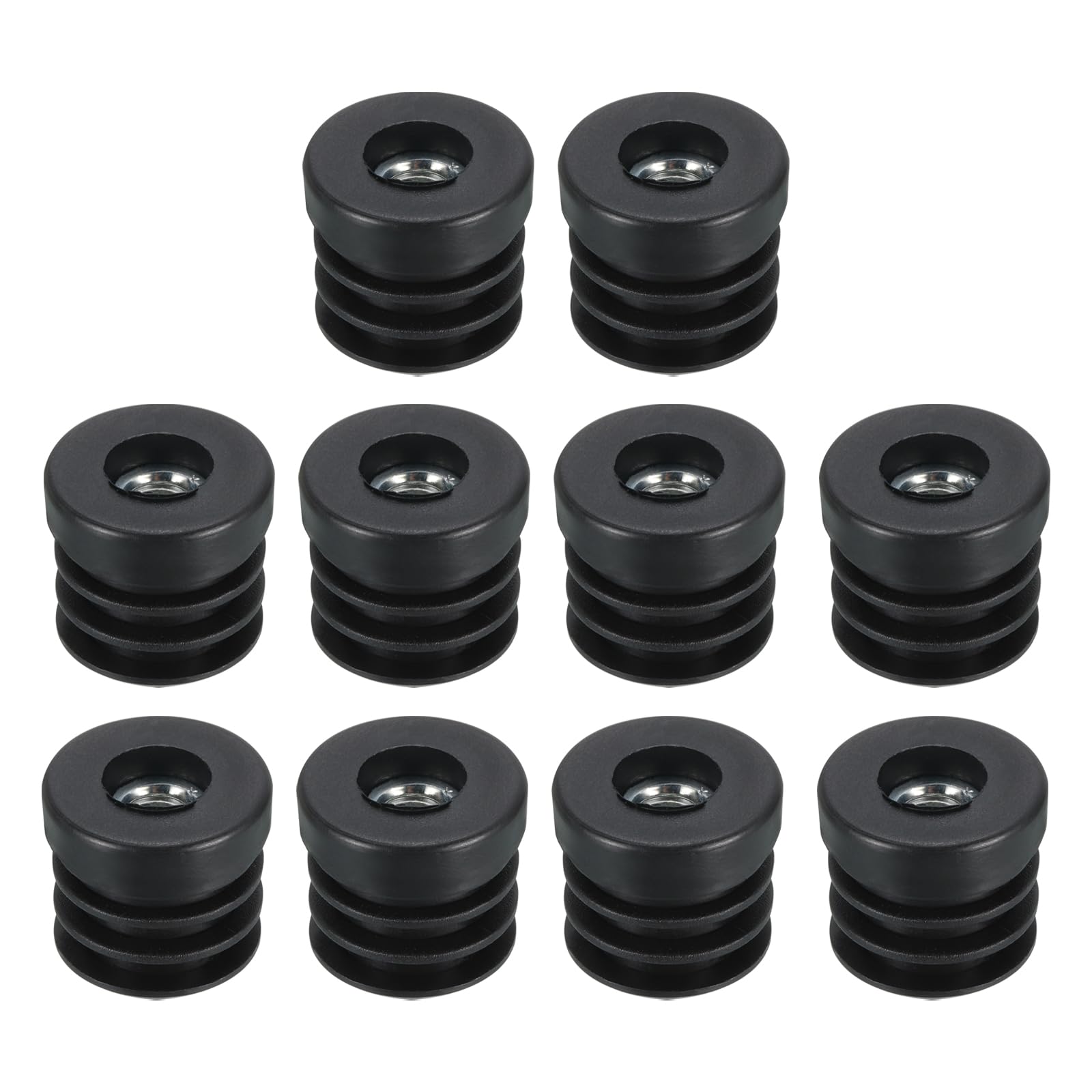 Insert M8 tube rond 25 mm uxcell lot de 10 embouts filetés noirs pour roulette chaise