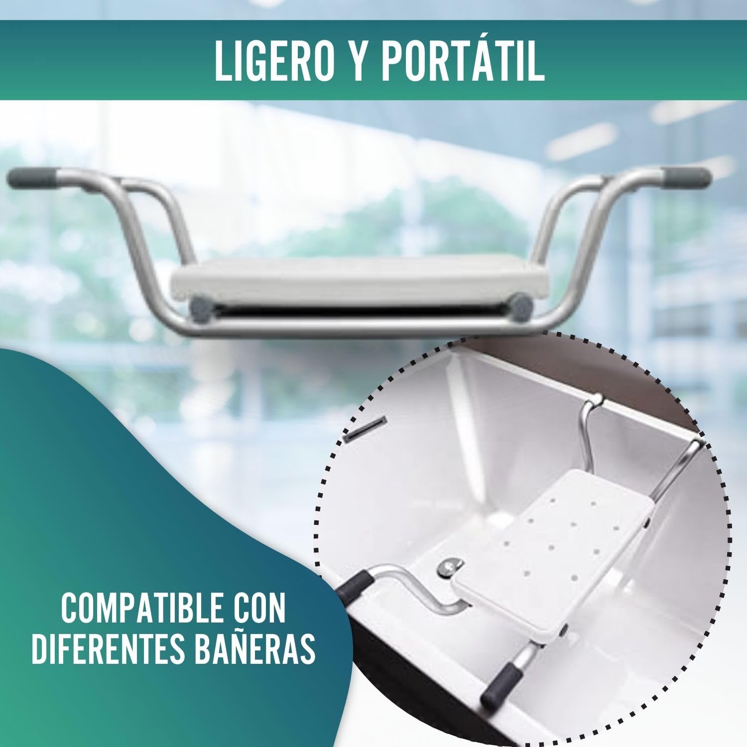 OrtoPrime Asiento de Bañera Adulto Antideslizante - Tabla Bañera - Silla Bañera Personas Mayores Ortopedia Baño - Tabla de Baño para Bañera de Seguridad