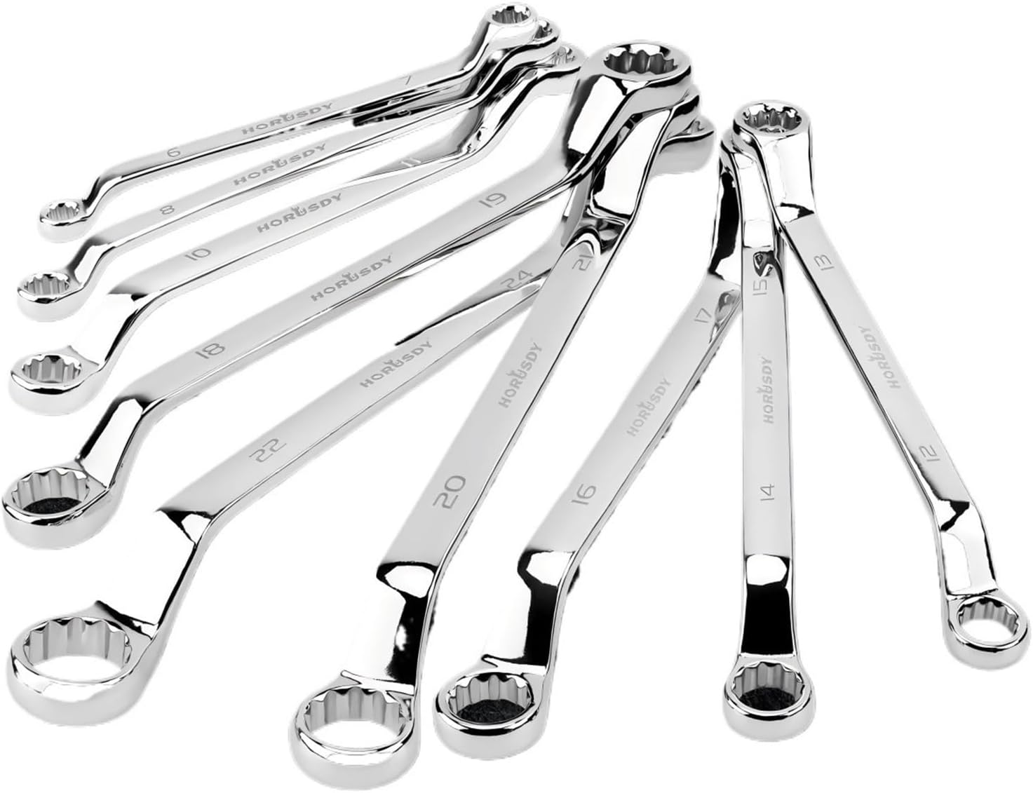 9Pcs 75-Degree Offset Wrench Set Metric Double Box End Puch