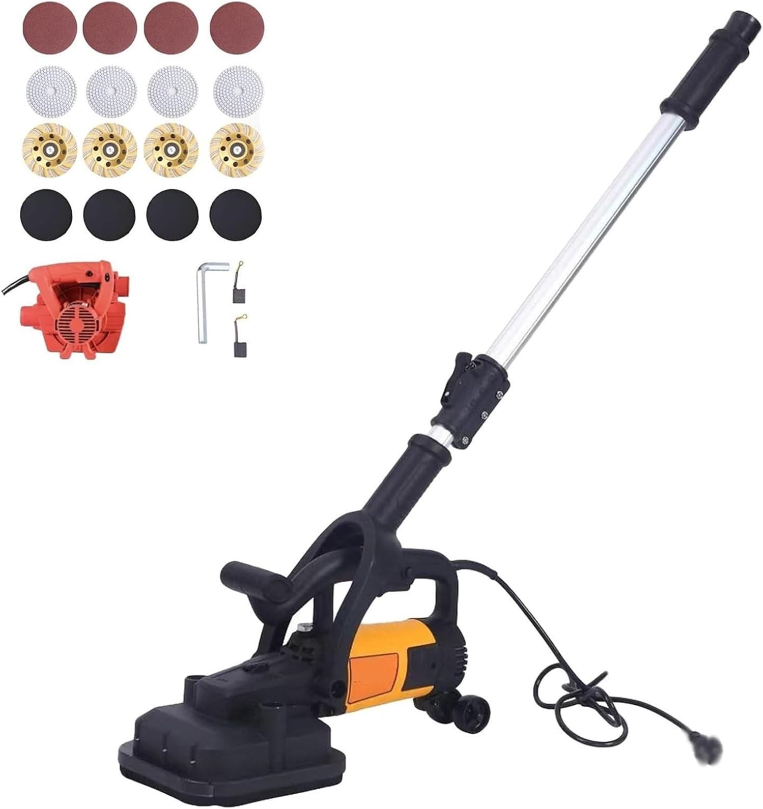 Vyujhnbg 3800W Electric Concrete Grinder, 4-Head Concrete Floor Grinder With 6-Speed Adjustment Floor Polisher Machine For Concrete Cement Marble Granite