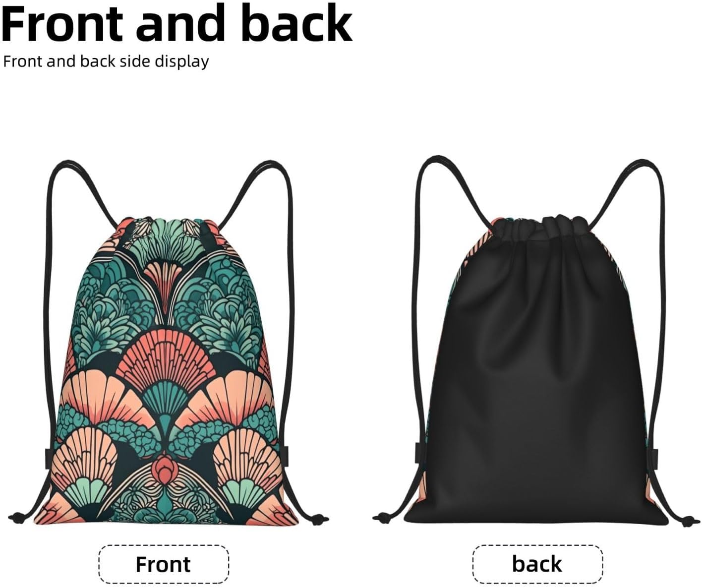 Hand Drawn Fan Drawstring Backpack Sports Gym Sackpack Waterproof Swim Bag Men Women Draw String Bag Medium