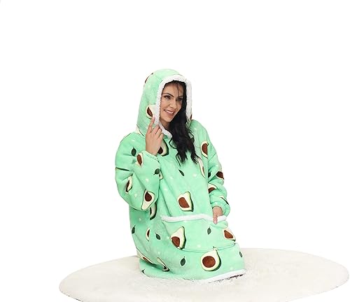 Miniatura 5 de LUSJNGE Manta de gran tamaño con capucha gruesa de sherpa gigante con capucha para adultos, adolescentes y niñas