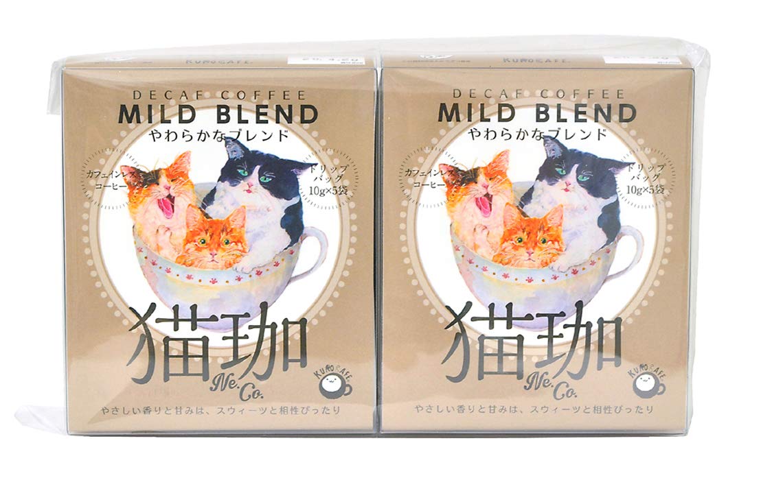 ネコ&珈琲 Amazon.co.jp: ノーイン デカフェ猫珈やわらかなブレンド 5P ×2箱