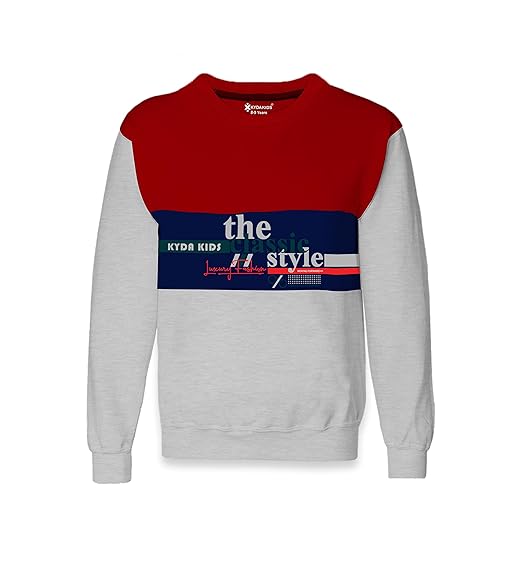KYDA KIDS 100% Cotton Boys Sweatshirt Round Neck Printed Full Sleeve Sweat Shirts for Boys