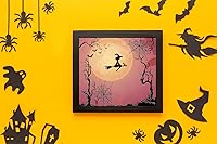 Vista 3 de Threetols Sellos transparentes de Halloween para hacer tarjetas, fondo de árbol, sellos de goma transparente, bruja, murciélago, araña, telaraña