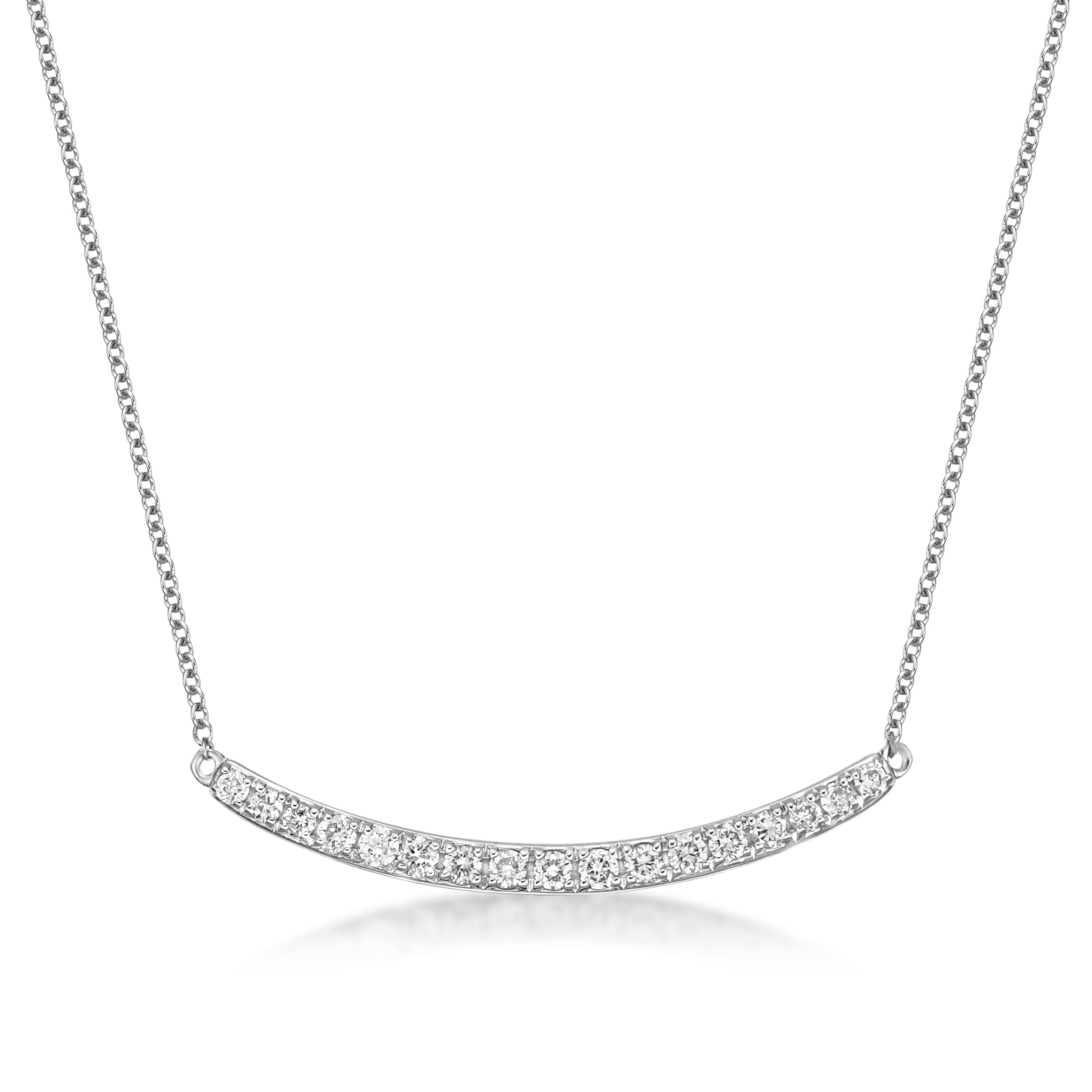 1/3 Carat Lab Grown Diamond Curved Bar Pendant Necklace for Women in 14k White Gold on 18 Inch Chain (G-H, SI1, cttw) with Spring Ring Clasp by Lavari Jewelers