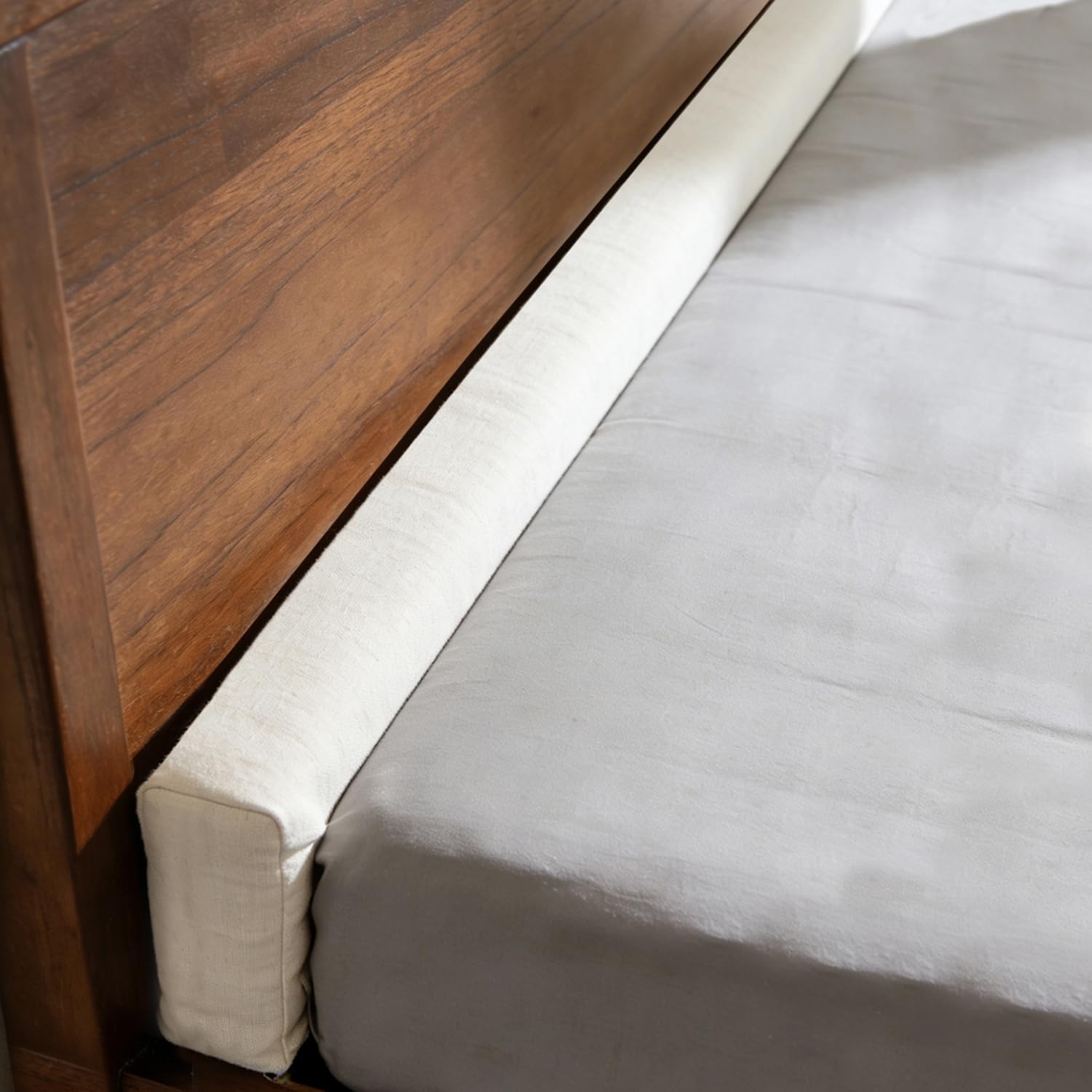 Photo 1 of Barpoullar 59x4x12 Inch Headboard Gap Filler with Foam Space Filler Between Bed and Wall Bolster Pillow Bed Gap Filler, Beige