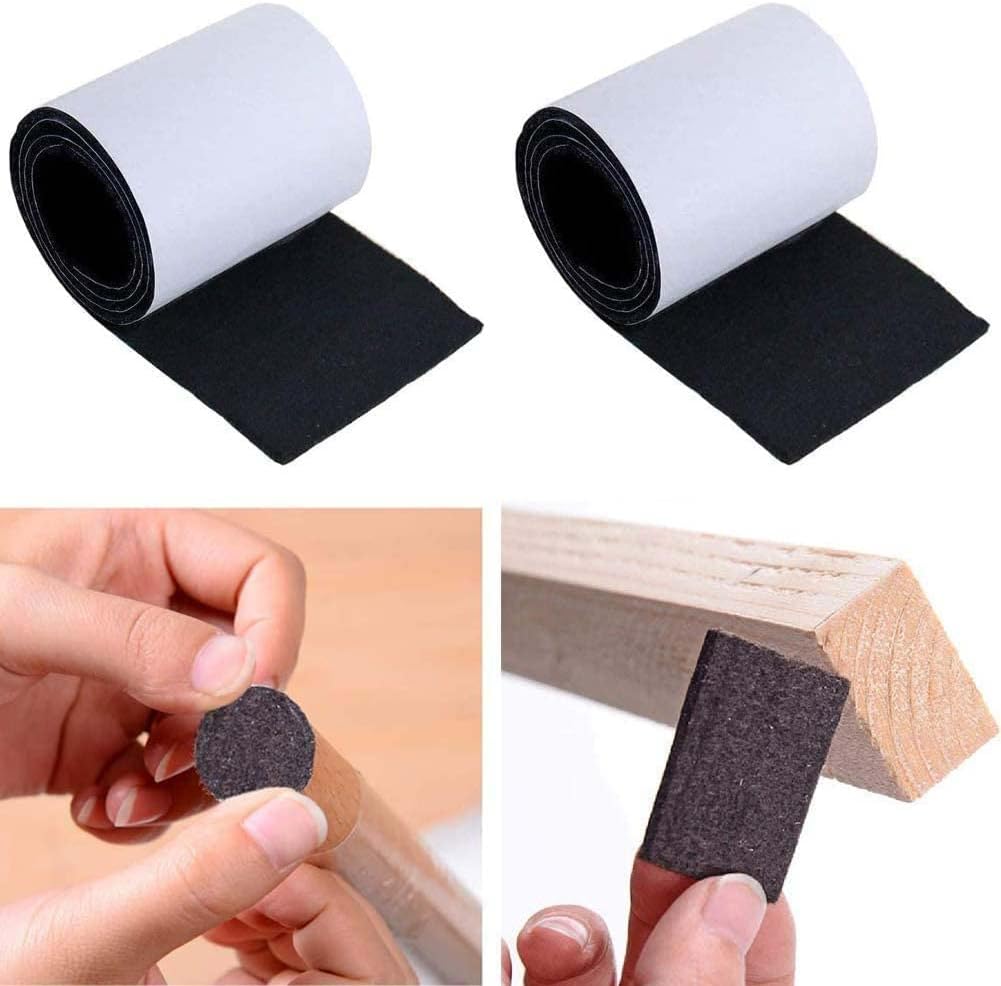 SYOSI Heavy Duty Self Adhesive Felt Pads for Furniture Protection, Non-Slip and Scratch-Resistant Felt Strips for Chair Feet, Sofa, Table, and Plant Pots, 100cm x 10cm, Pack of 2