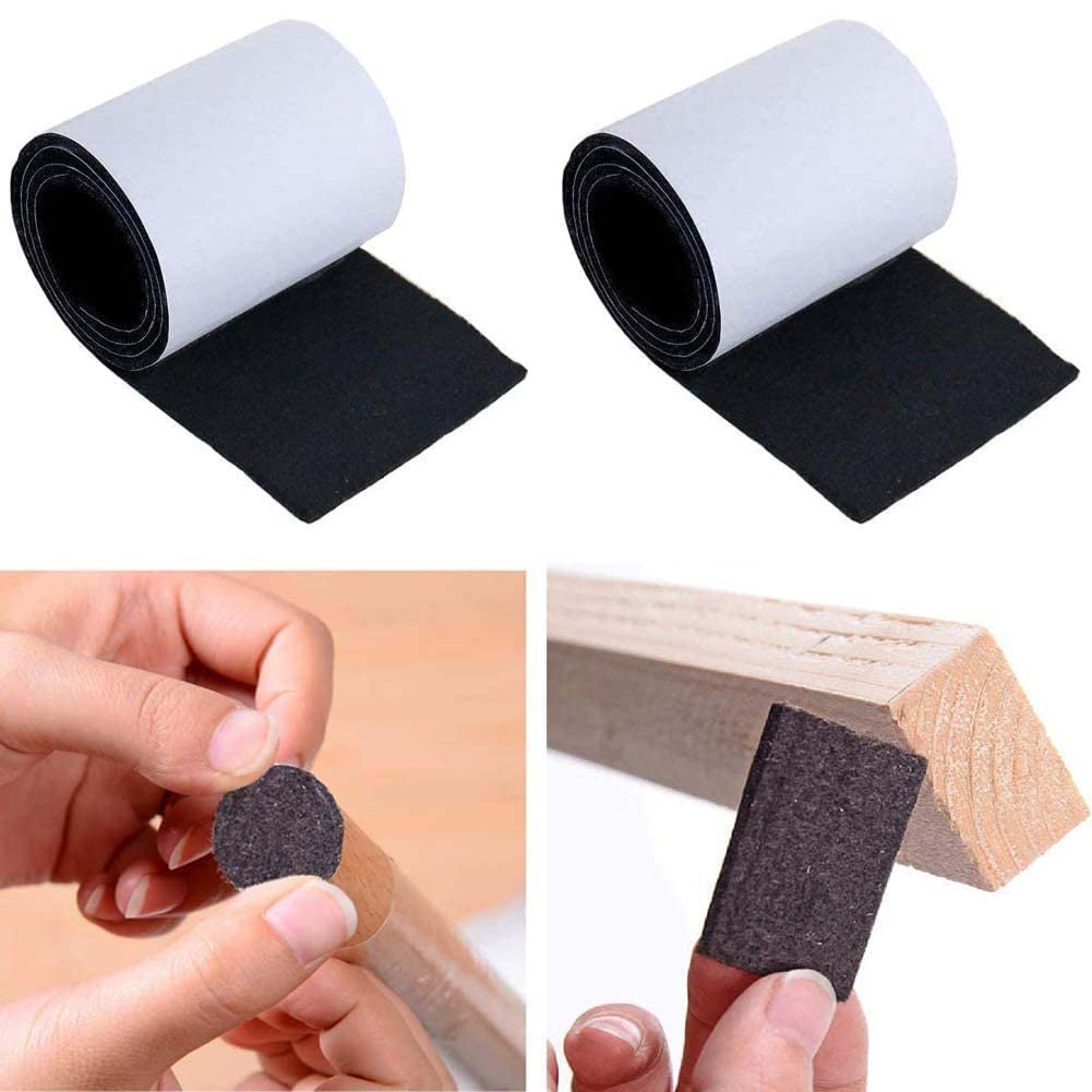 SYOSI Heavy Duty Self Adhesive Felt Pads for Furniture Protection, Non-Slip and Scratch-Resistant Felt Strips for Chair Feet, Sofa, Table, and Plant Pots, 100cm x 10cm, Pack of 2