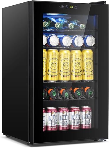 R.W.FLAME Refrigerador de bebidas con 24 botellas, enfriador de vino, mini refrigerador con puerta de vidrio, control digital de temperatura, bajo
